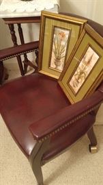 Leather chair on wheels