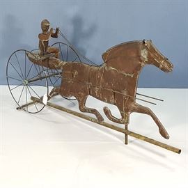 Artz Country Prrimitive Copper Horse And Buggy Weather Vane Topper