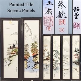 Asian Art Hand Painted Tile Panels