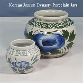 Asian Arts Korean Porcleain Joseon Dynasty Jars