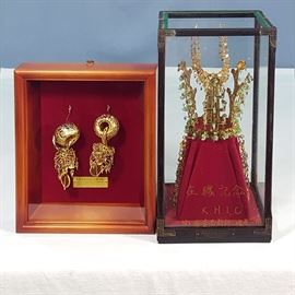 Asian Arts Silla Gold Crown And Earring Replica Displays