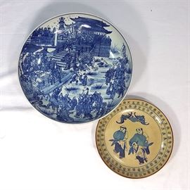 Asian Arts Porcelains Blue And White Chargers