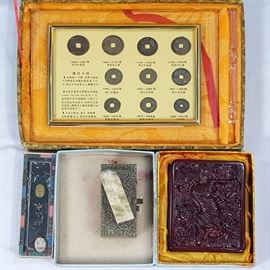 Asian Arts Msc Stamp Set Ink Stick Chinese Coins