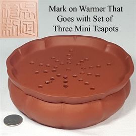 Asian Arts Yixing Zisha Clay Mini Teapots With Warmer base E