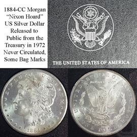 Cur Coins Morgan Silver Dollar 1884 CC Carson City Uncirculated With Bag Marks