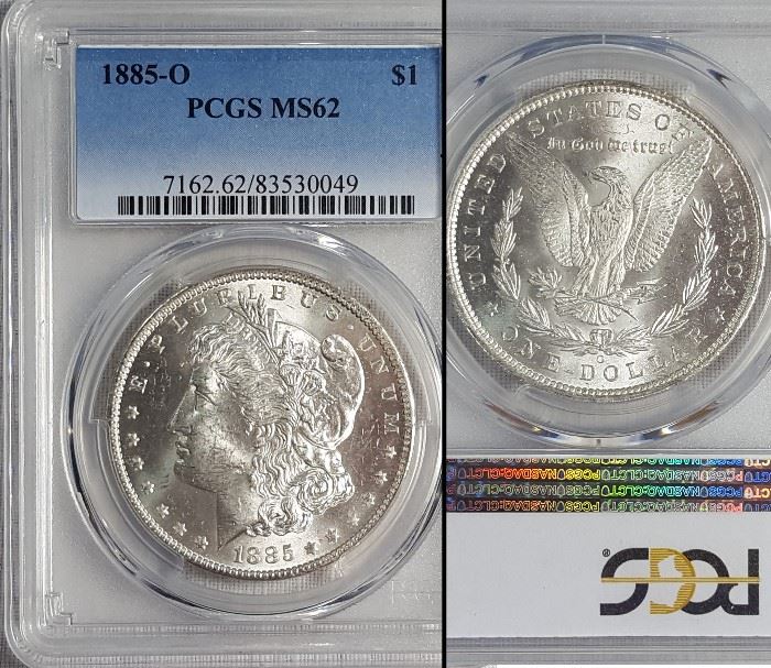 Cur Coins MS62 Morgan 1885 O Silver Dollar PCGS Graded