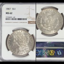 Cur Coins MS62 Morgan 1887 Silver Dollar NGC Graded