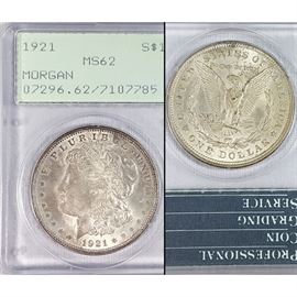Cur Coins MS62 Morgan 1921 Silver Dollar PCGS Graded OGH