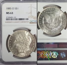 Cur Coins MS63 Morgan 1885 O Silver Dollar NGC Graded