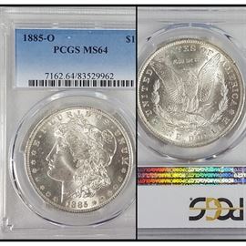 Cur Coins MS64 Morgan 1885 O Silver Dollar PCGS Graded