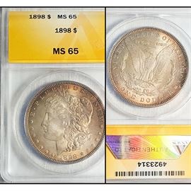 Cur Coins MS65 Morgan 1898 Silver Dollar ANACS Graded