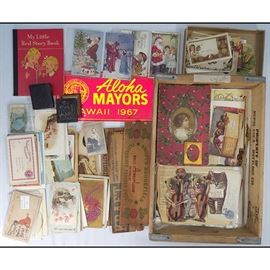 Ephemera Postcards Victorian Trade Cards Dolls Deeds Misc Paper