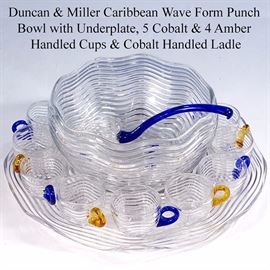 Glass Duncan And Miller Caribbean Punch Set With Ladle