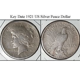 Cur coins Peace Dollar 1921 Key Date