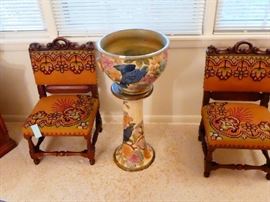 Weller pottery jardiniere "Children playing in woods" low relief overall design of little children walking amongst trees in a forrest. excellent condition!