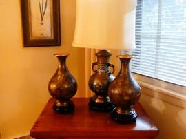 Dresden urns and lamp all in excellent condition