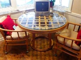 glass topped bamboo kitchen table and chairs