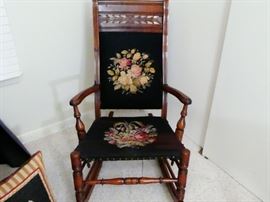 antique needle point chair and automan
