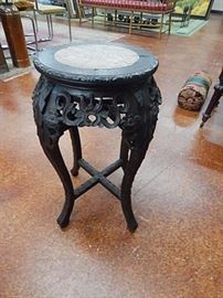 Antique Chinese Marble Inset Stool