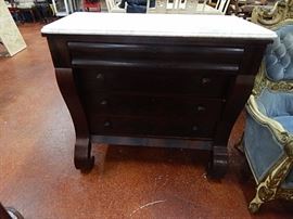 Mid 1800's Marble Top Scroll Foot Chest