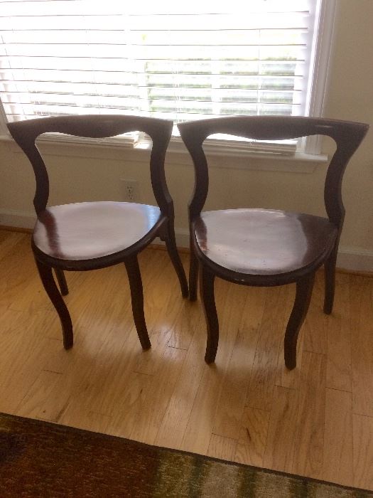 two vintage / antique wood side chairs 