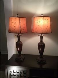 2 Brownish Red Resin Table lamps