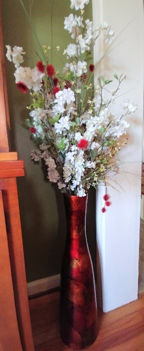 huge beautiful vase and flower arrangement     LIVING ROOM