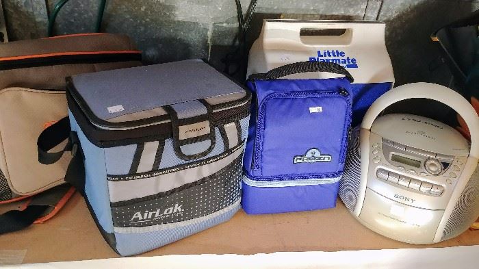 coolers, lunch boxes, and radio     GARAGE