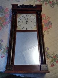 antique Half Pillar & Splat clock by Chauncey Boardman Clock