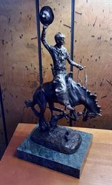 Carl Kauba bronze signed - cowboy on bucking bronco