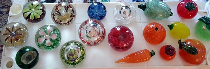 large collection of Zimmerman Glass Paperweights