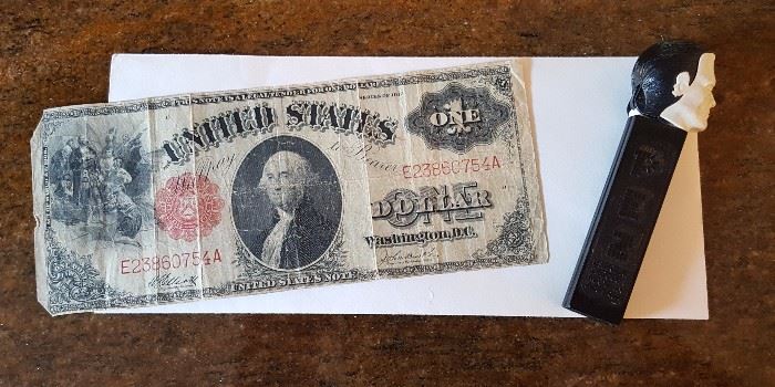 Large 1917 $1 US Bill and Frankenstein PEZ