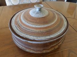 Covered serving dish, signed