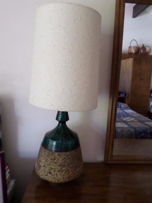 Mid-Century Lamp   Cork /Pottery