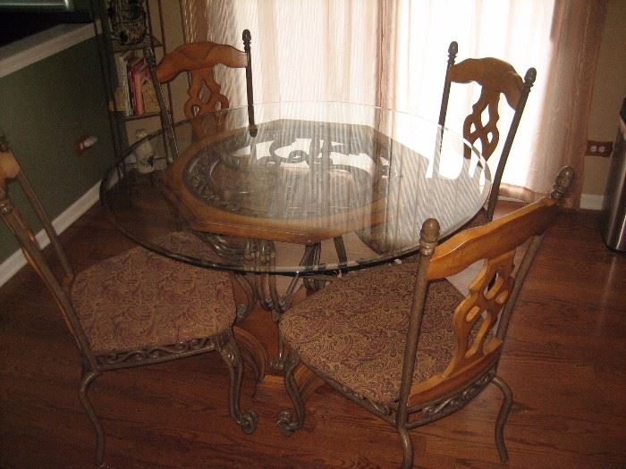 Glass Top Dinette set. 4 chairs $325