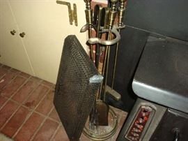 Brass fireplace set