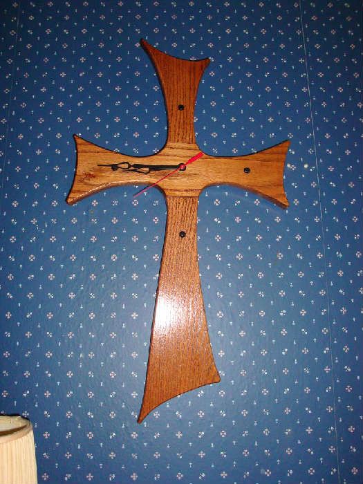 Wooden cross clock