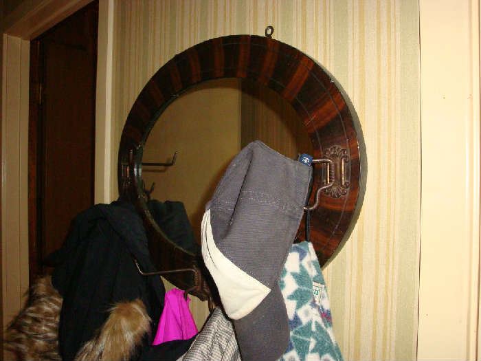 Hall mirror and coat rack