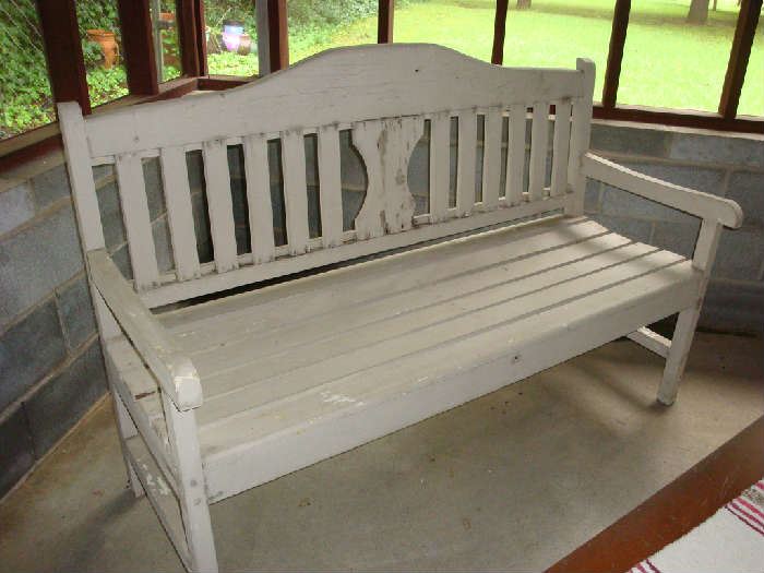 White wooden bench