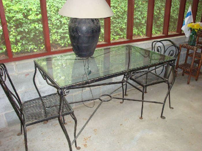 Patio set and lamp