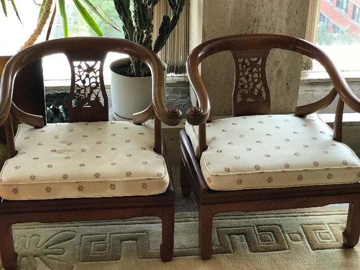 Pair of Hand Carved Oriental Chairs