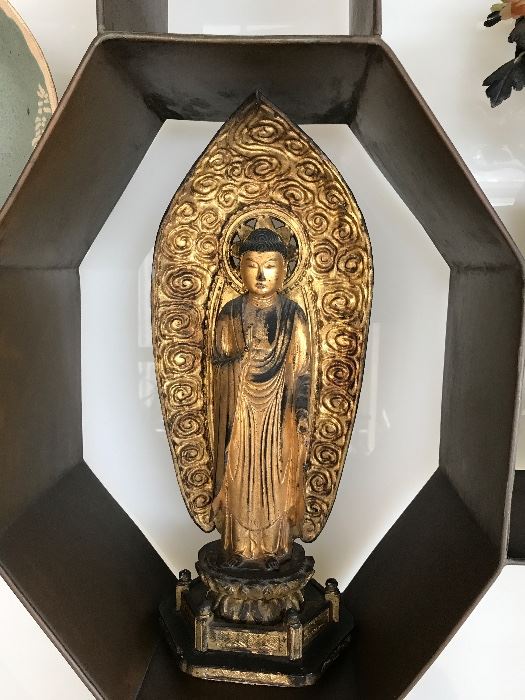 Carved Antique Oriental Wood Buddha