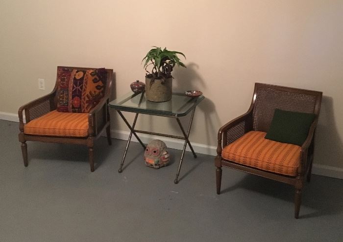 Mid-century cane back chairs 