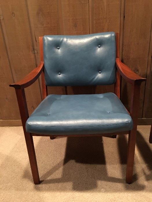 Leather and solid walnut Gunlocke chairs