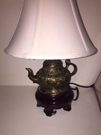Lamps - Small brass teapot lamp