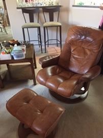 Leather chair and ottoman