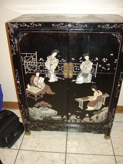 Vintage Drexel Black Lacquer Cabinet