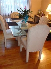 Glass top dining set with 4 chairs