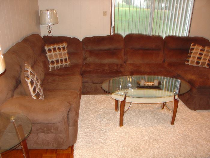 Sectional , matching end tables and coffee table 