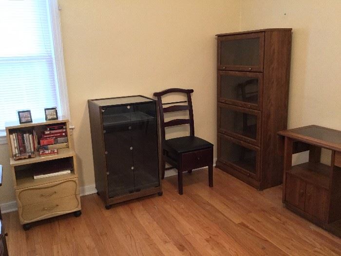 Barrister, nightstand, valet chair and 80's stereo cabinet